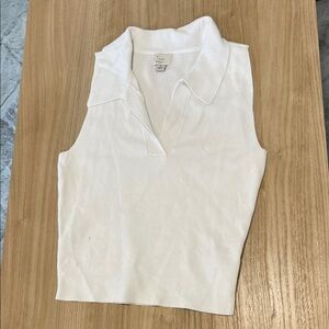a new day White Sleeveless Collared Knit Tank